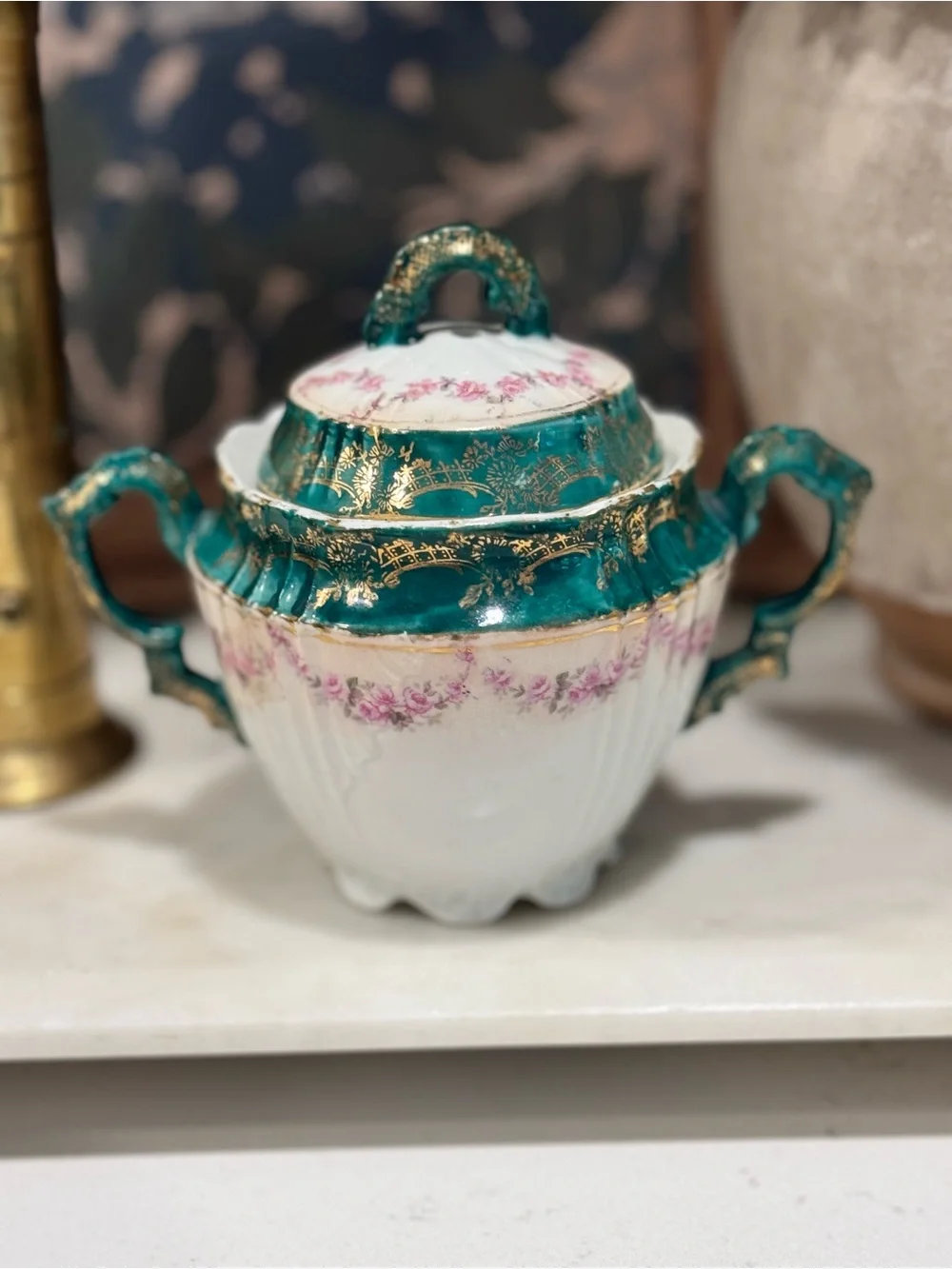 Bavaria / Vintage Hand Painted sugar Bow